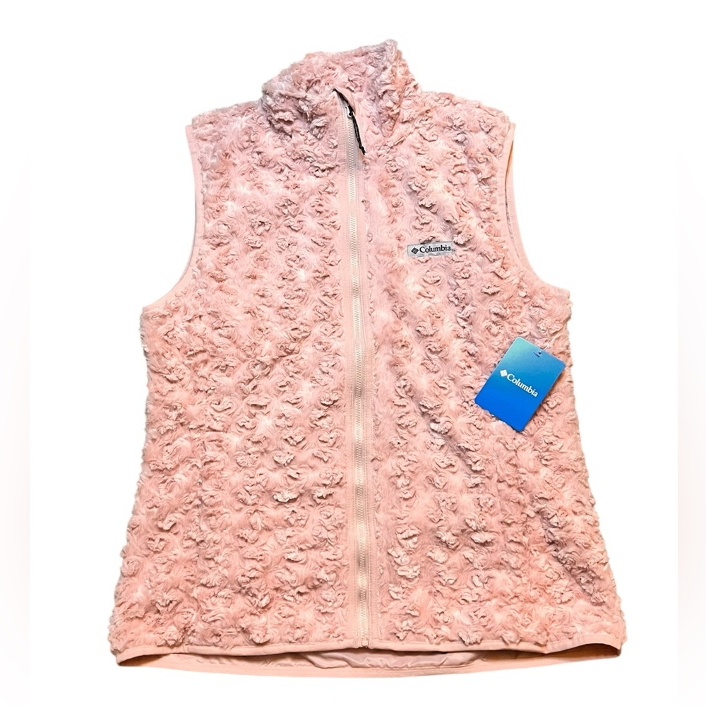 Columbia Twisp Trail Women’s Medium Pink Fleece Vest Lined Full Zip